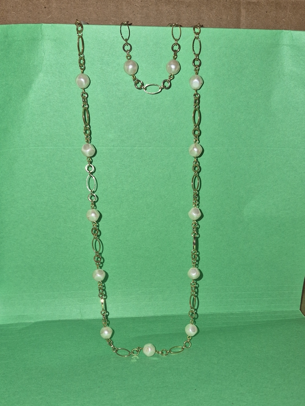 Mary Kay Gold-Tone Chain Necklace & Bracelet Set with White Pearls